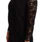 Dolce & Gabbana Black Floral Lace Nylon Blouse Top
