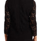 Dolce & Gabbana Black Floral Lace Nylon Blouse Top