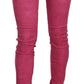 PLEIN SUD Pink Velvet Mid Waist Skinny Trouser Pants