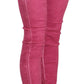 PLEIN SUD Pink Velvet Mid Waist Skinny Trouser Pants