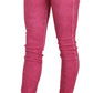 PLEIN SUD Pink Velvet Mid Waist Skinny Trouser Pants