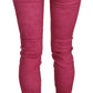 PLEIN SUD Pink Velvet Mid Waist Skinny Trouser Pants