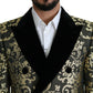 Dolce & Gabbana Black Gold Jacquard Long Coat SICILIA Jacket