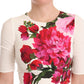 Dolce & Gabbana White Floral Printed Crepe Midi Slit Dress