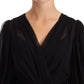 Dolce & Gabbana Black Mesh Pleated Mini Silk Stretch Dress