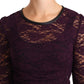 Dolce & Gabbana Purple Lace Long Sleeve Top Blouse