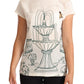 Dolce & Gabbana White Silk Garden Fountain T-Shirt Blouse