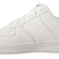 SIGNS White Leather Perforated Lace Up Sneakers Casual Men Shoes