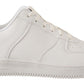 SIGNS White Leather Perforated Lace Up Sneakers Casual Men Shoes