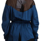 Masha Ma Blue Silk Long Sleeves Elastic Waist Top Blouse