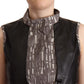 Comeforbreakfast Brown Black Vest Leather Sleeveless Top Blouse