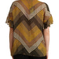 Twinset Multicolor Stripes Short Sleeves Round Neck Top Blouse