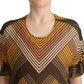 Twinset Multicolor Stripes Short Sleeves Round Neck Top Blouse