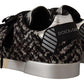 Dolce & Gabbana Silver Leather Brown Cotton Wool Sneakers Shoes