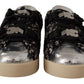 Dolce & Gabbana Silver Leather Brown Cotton Wool Sneakers Shoes