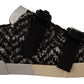 Dolce & Gabbana Silver Leather Brown Cotton Wool Sneakers Shoes