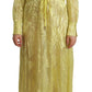 Patrizia Pepe Yellow Silk Long Sleeves Plunging Maxi Dress