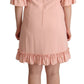 Dolce & Gabbana Pink Ruffled Sleeves Viscose Sheath Dress