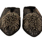 Paola D'Arcano Gold Jacquard Leather Embellished Slip On Shoes