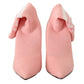 GCDS Pink Suede Logo Socks Block Heel Ankle Boots Shoes