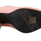 GCDS Pink Suede Logo Socks Block Heel Ankle Boots Shoes