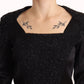 Masha Ma Black Studs Embellished Long Sleeves Sheath Midi Dress