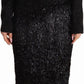 Masha Ma Black Studs Embellished Long Sleeves Sheath Midi Dress