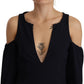 Twinset Black Long Sleeves Open Shoulder A-line Dress