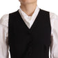 Dolce & Gabbana Black Button Down Sleeveless Vest Viscose Top