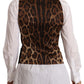 Dolce & Gabbana Black Button Down Sleeveless Vest Polyester Top