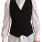 Dolce & Gabbana Black Button Down Sleeveless Vest Polyester Top