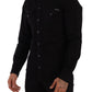 Dolce & Gabbana Black Slim Cotton Denim Stretch Shirt