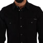 Dolce & Gabbana Black Slim Cotton Denim Stretch Shirt
