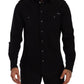 Dolce & Gabbana Black Slim Cotton Denim Stretch Shirt