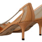 Dolce & Gabbana Peach Mesh Leather Chains Heels Pumps Shoes
