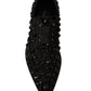 Dolce & Gabbana Black Lace Up Studded Formal Flats Shoes