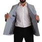 Dolce & Gabbana Blue Cotton Linen Slim Fit Jacket Coat Blazer
