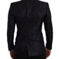 Dolce & Gabbana Blue Floral Jacquard Silk Coat MARTINI Blazer
