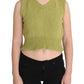 PINK MEMORIES Green Cotton Blend Knitted Sleeveless Sweater
