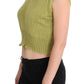 PINK MEMORIES Green Cotton Blend Knitted Sleeveless Sweater