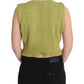 PINK MEMORIES Green Cotton Blend Knitted Sleeveless Sweater