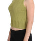 PINK MEMORIES Green Cotton Blend Knitted Sleeveless Sweater