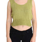 PINK MEMORIES Green Cotton Blend Knitted Sleeveless Sweater