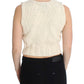 PINK MEMORIES Beige Cotton Blend Knitted Sleeveless Sweater