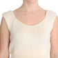 PINK MEMORIES Beige Cotton Blend Knitted Sleeveless Sweater