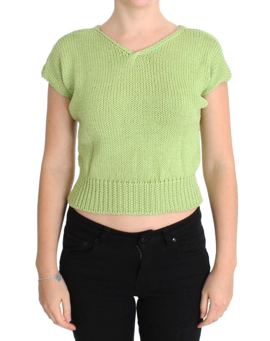 PINK MEMORIES Green Cotton Blend Knitted Sweater