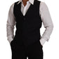 Dolce & Gabbana Blue Striped Wool Stretch Waistcoat Vest