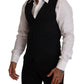 Dolce & Gabbana Blue Striped Wool Stretch Waistcoat Vest