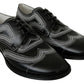Dolce & Gabbana Black Leather Derby Formal White Lace Shoes