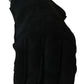 Dolce & Gabbana Black Leather Motorcycle Biker Mitten Gloves